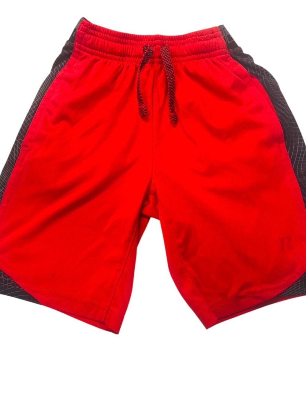 Russel Athletic boys S(6-7) red black athletic shorts split hem elastic waist